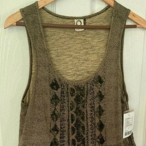 Akemi Kin Anthropologie Suva Swing Brown Orange Ombré Ruffles Cotton Tank Top M - Picture 5 of 11